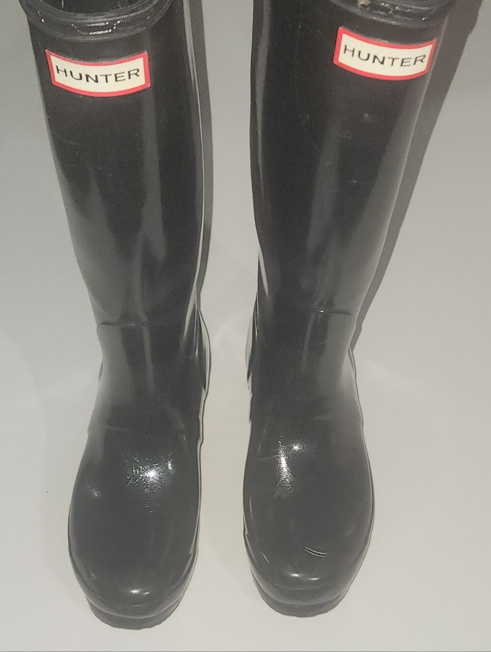 Hunter Women's Black Tall Gloss Rain Boots Size 7 - Picture 4 of 12
